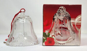 Vintage Mikasa Crystal Fiesta Holiday Bell Christmas Ornament Clear 4.5"